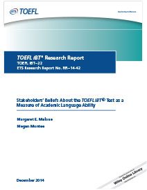 학업 언어 능력의 척도로 TOEFL iBT 시험에 대해 이해관계자들의 믿음에 대해 더 읽어보세요