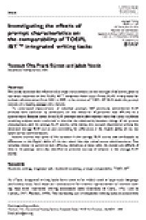 TOEFL iBT 통합 글쓰기 과제의 비교 가능성에 미치는 프롬프트 특성 조사에 대해 더 읽어보세요
